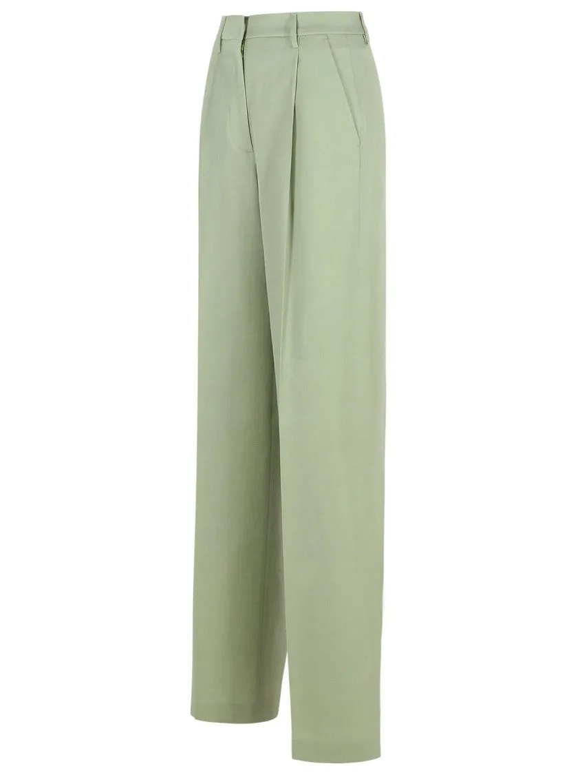'Naomi' Green Virgin Wool Pants