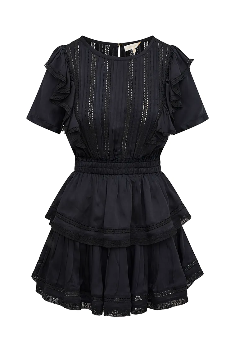 Natasha Heritage Mini Dress - BLACK