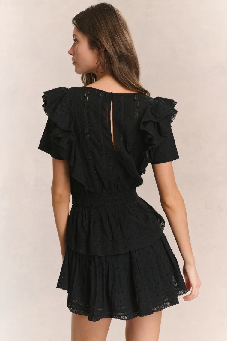 Natasha Heritage Mini Dress - BLACK