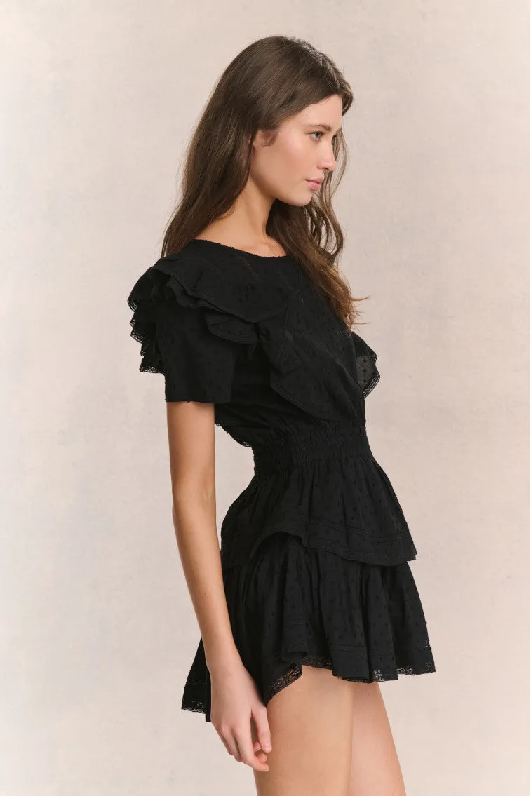 Natasha Heritage Mini Dress - BLACK