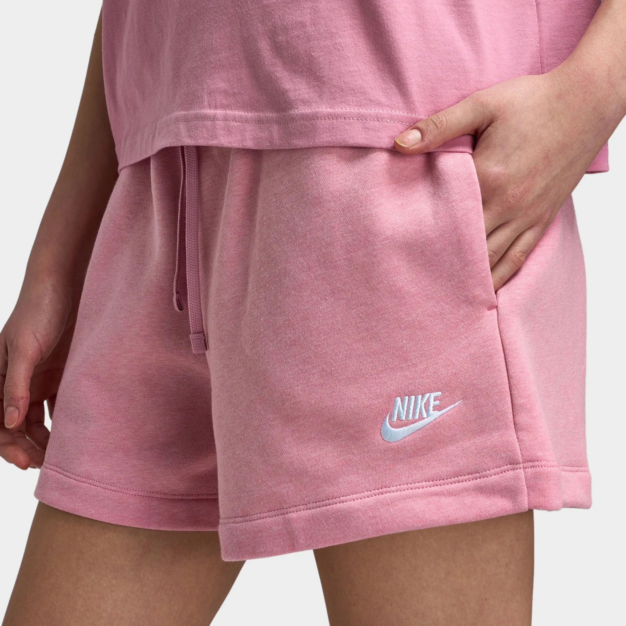 Nike Sportswear Club Fleece Women's Mid Rise Shorts Elemental Pink / Heather - White