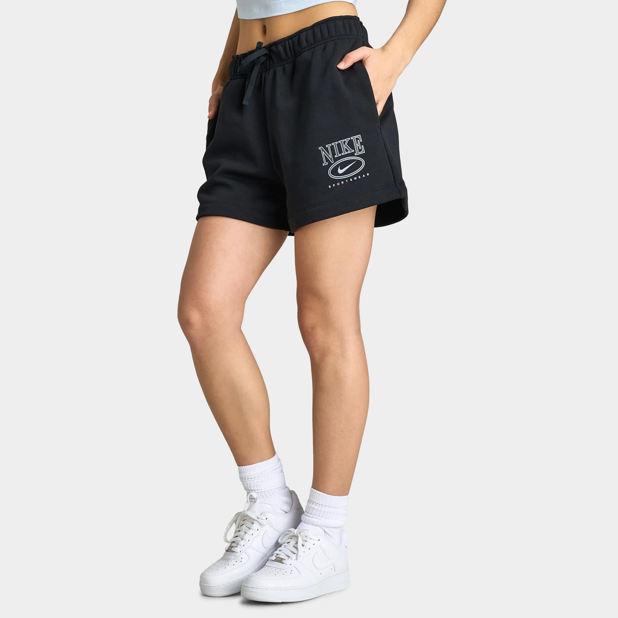 Nike Sportswear Women's Club Fleece Mid-Rise 4" Graphic Shorts / Black