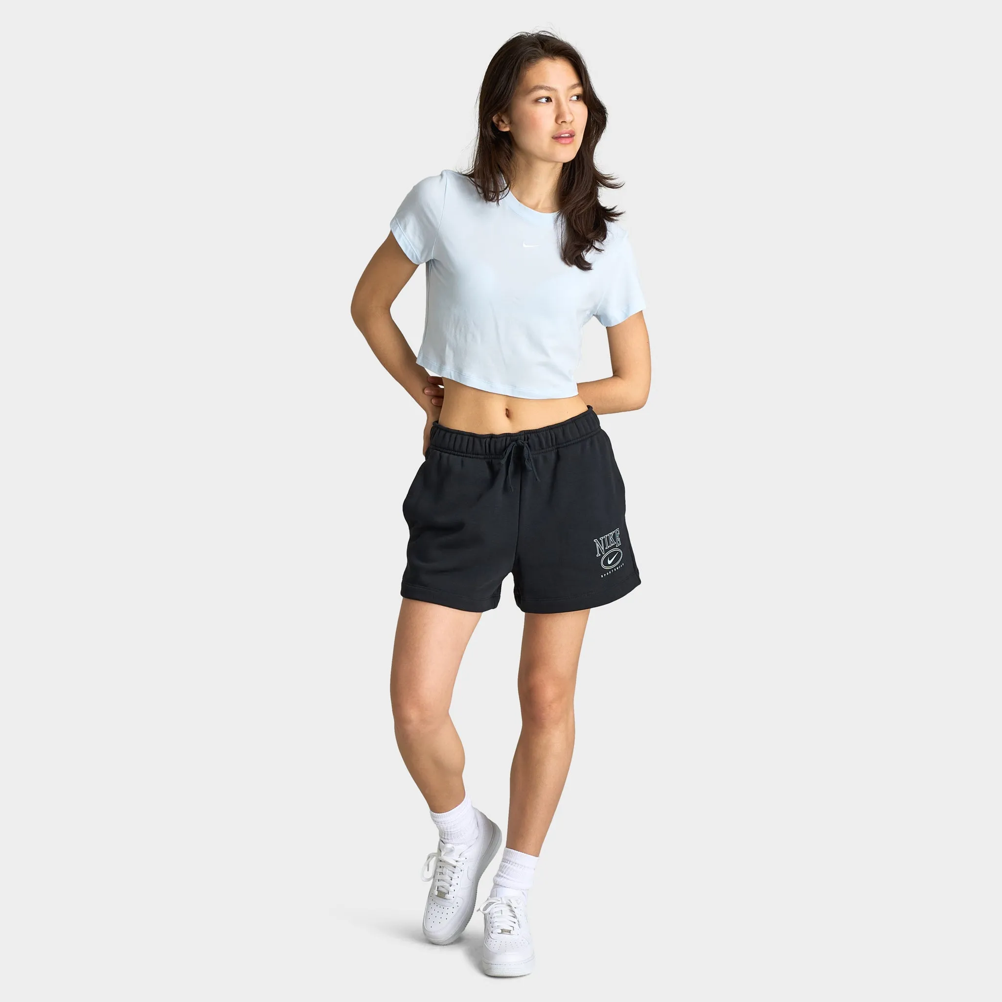 Nike Sportswear Women's Club Fleece Mid-Rise 4" Graphic Shorts / Black