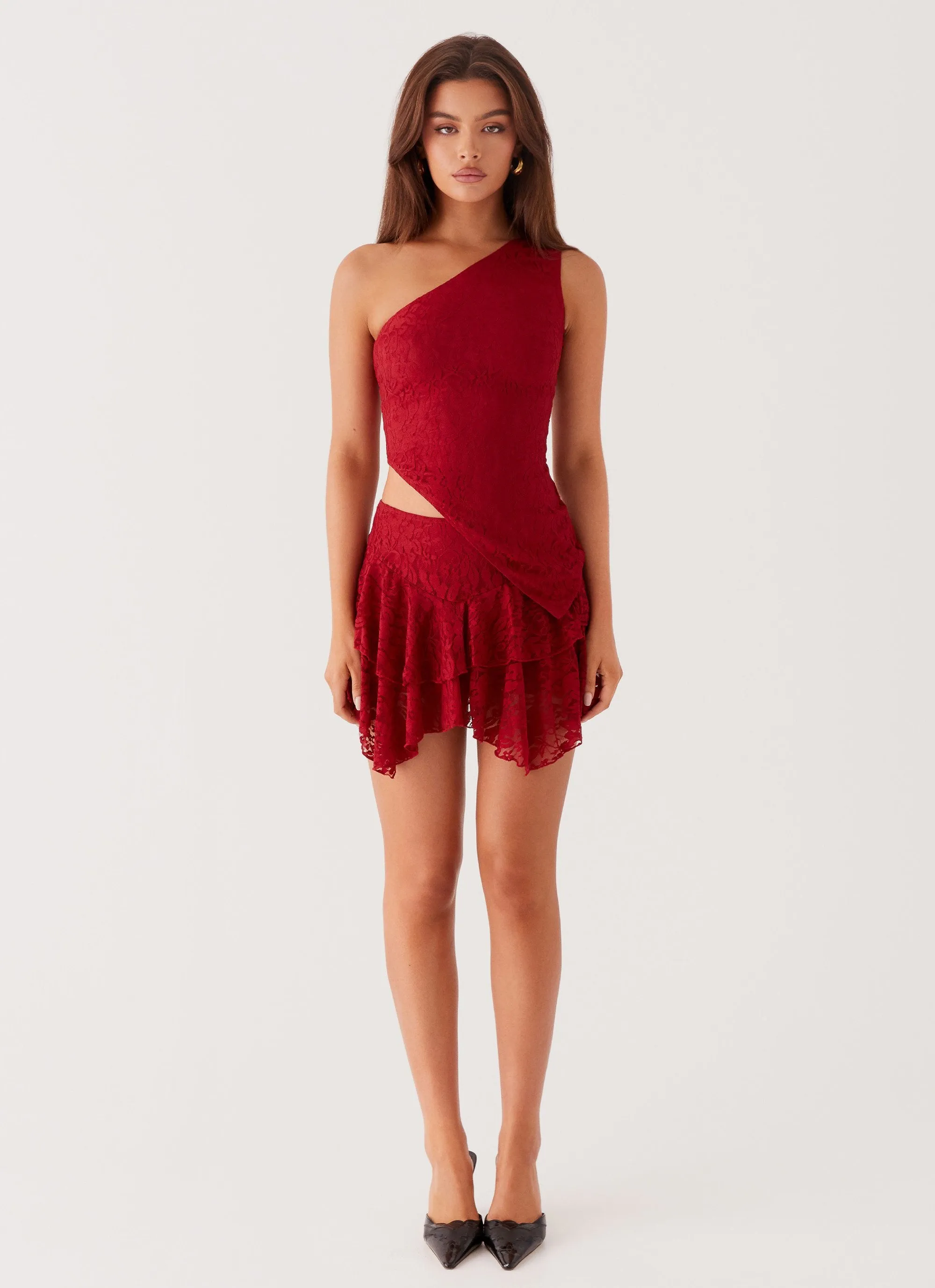 Party All Night One Shoulder Top - Maroon