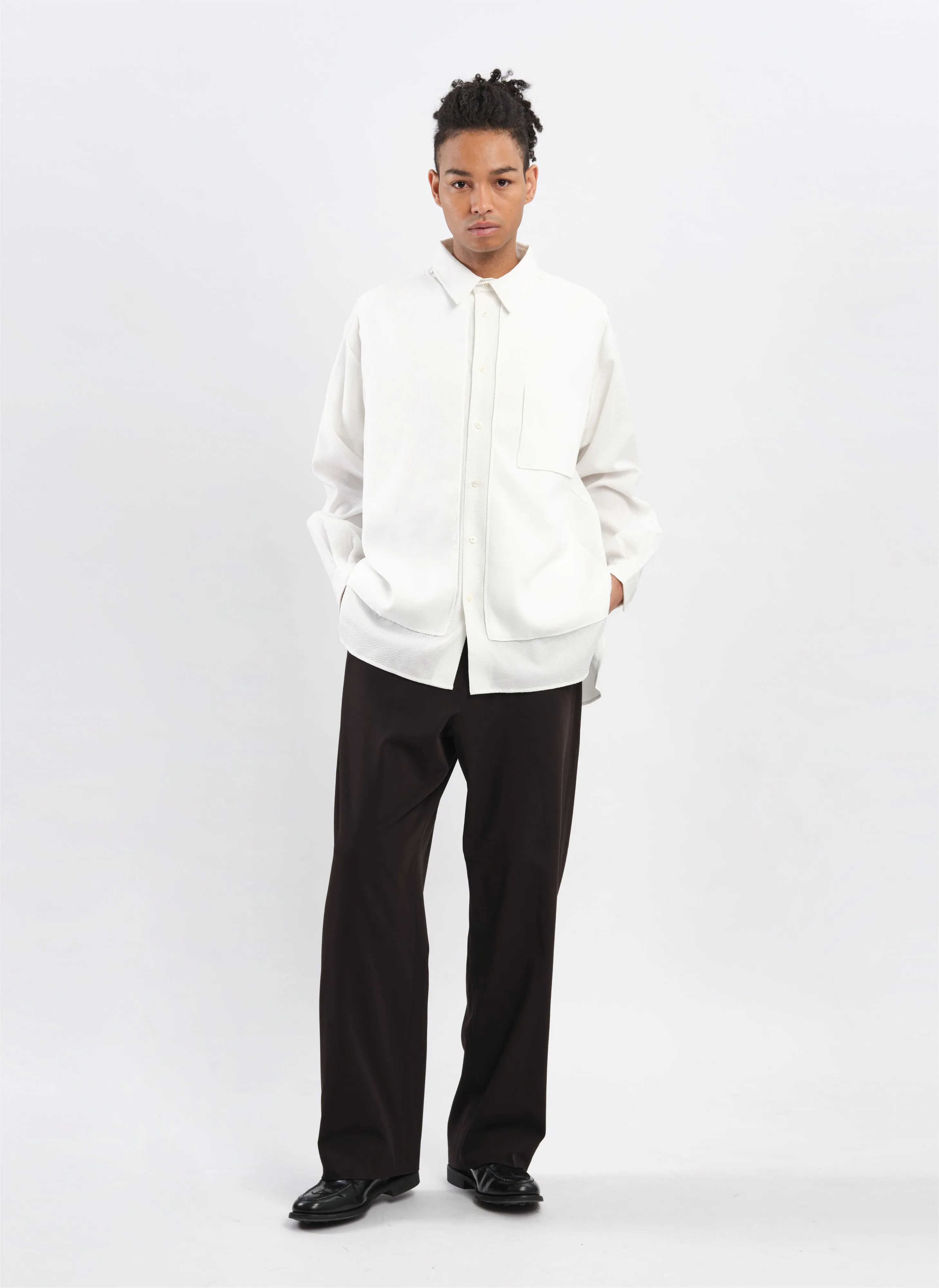 Polyester Business Knit Blocking Shirt