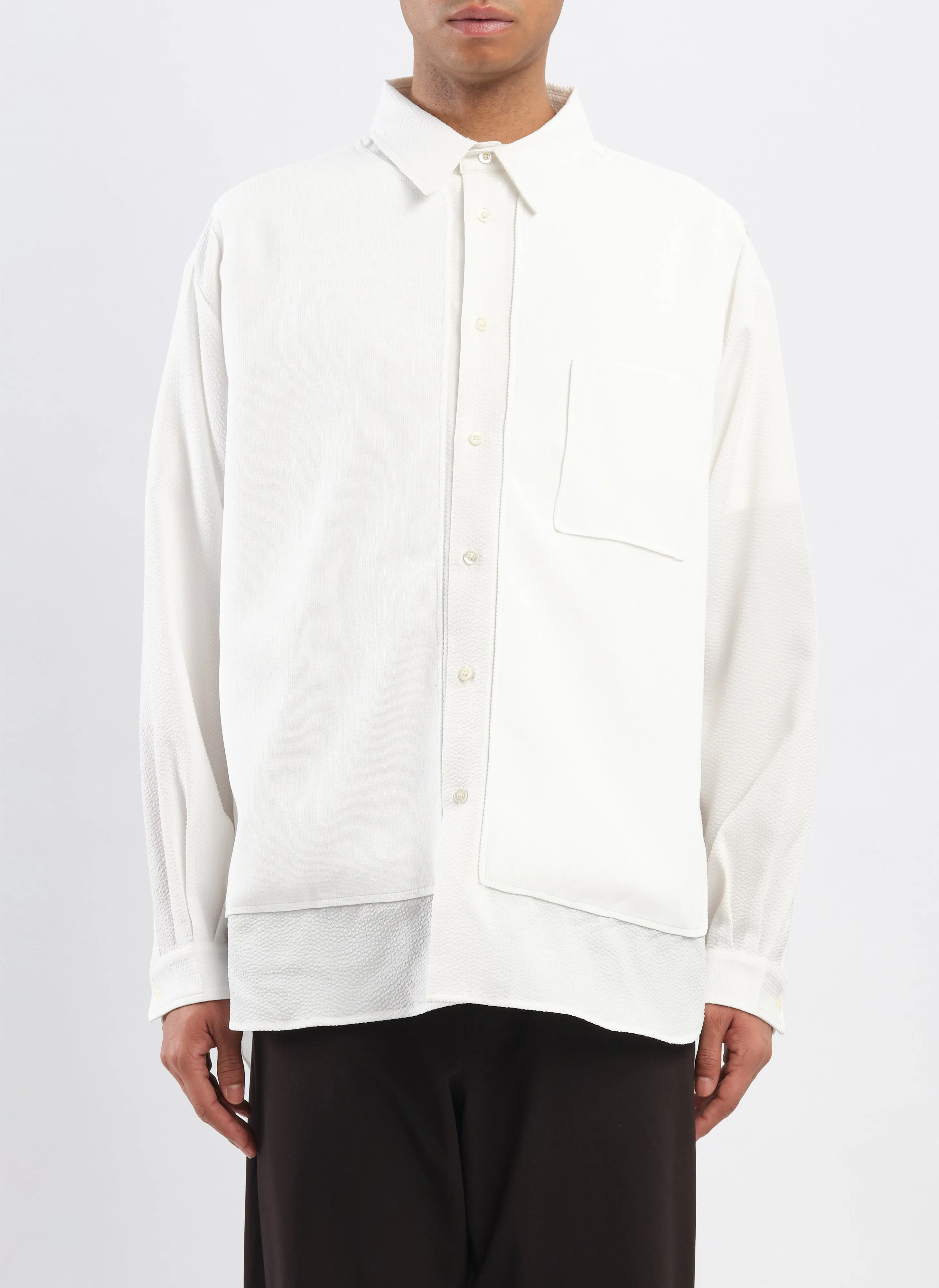 Polyester Business Knit Blocking Shirt