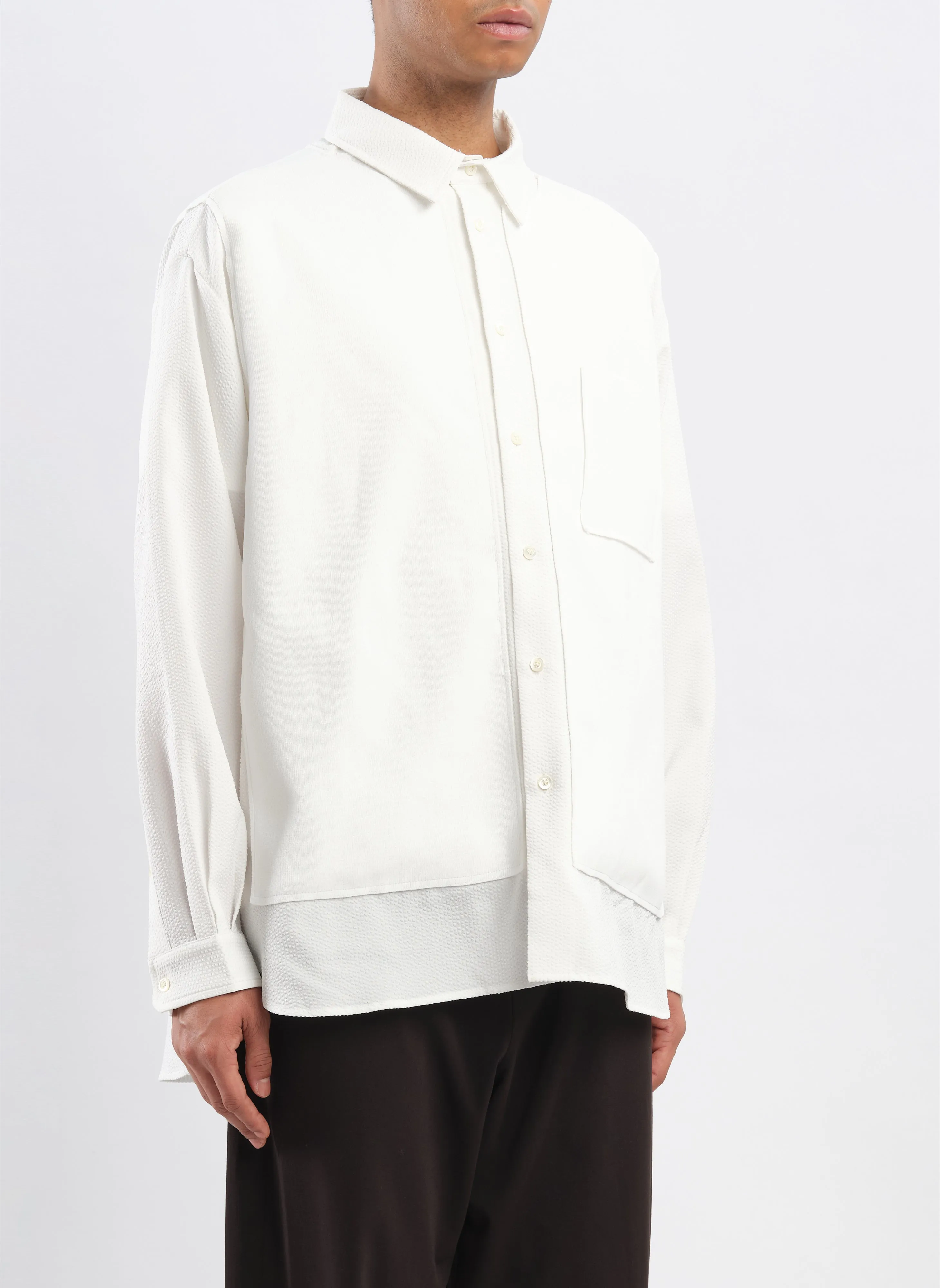 Polyester Business Knit Blocking Shirt