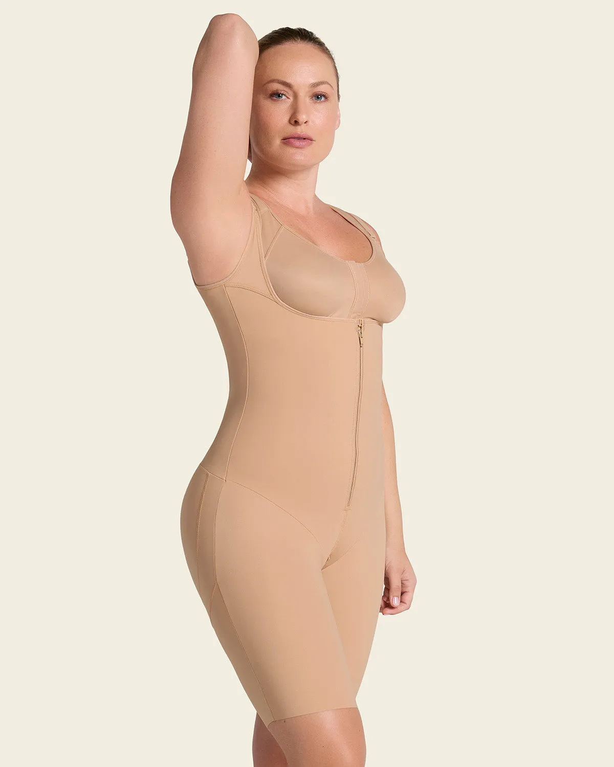 Post-Surgical Mid-Thigh Girdle made of Soft Compression Fabric, Hook-and-Zip Closure
