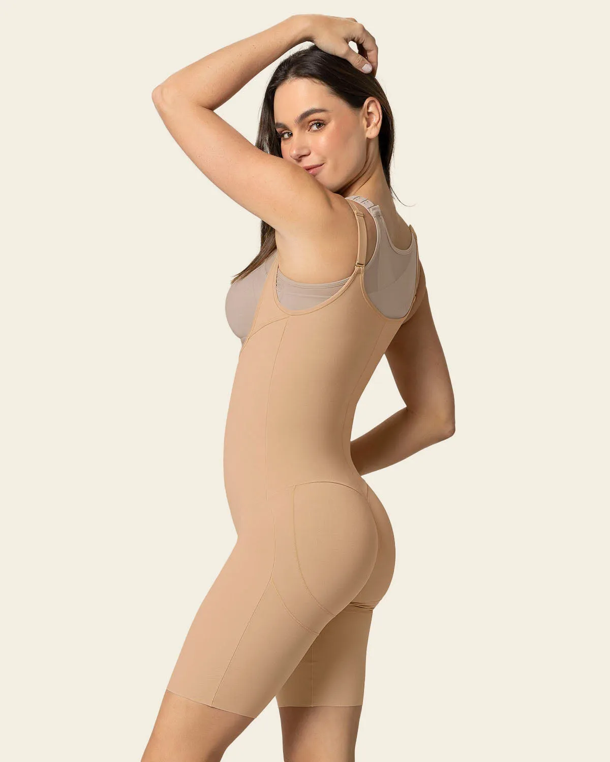 Post-Surgical Mid-Thigh Girdle made of Soft Compression Fabric, Hook-and-Zip Closure