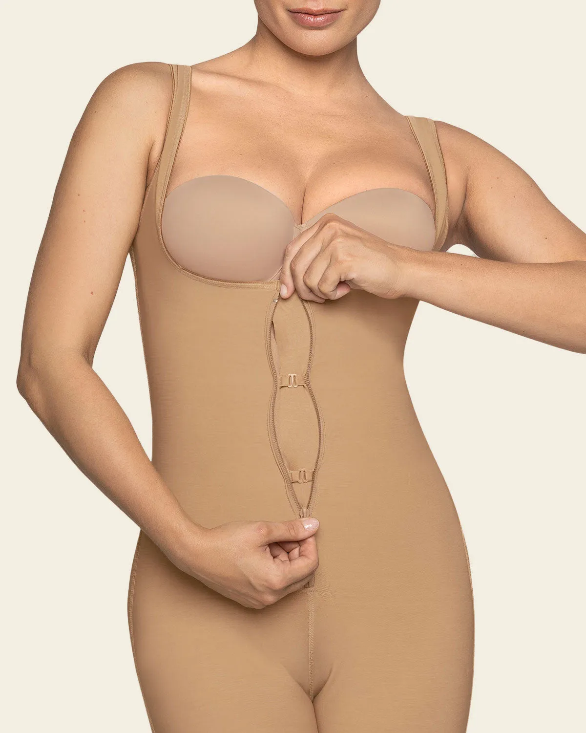 Post-Surgical Short Bottom Girdle with Front Hook-and-Zip Closure, Wide Straps