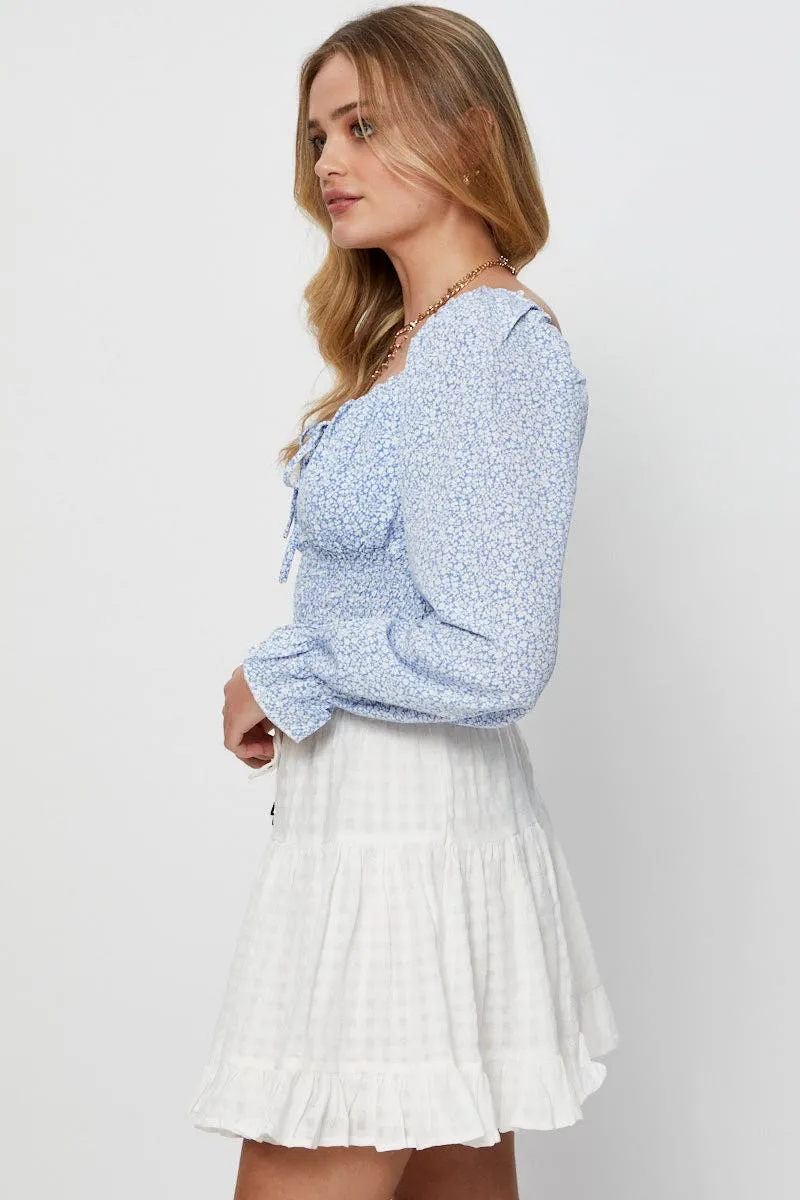 Print Crop Top Long Sleeve