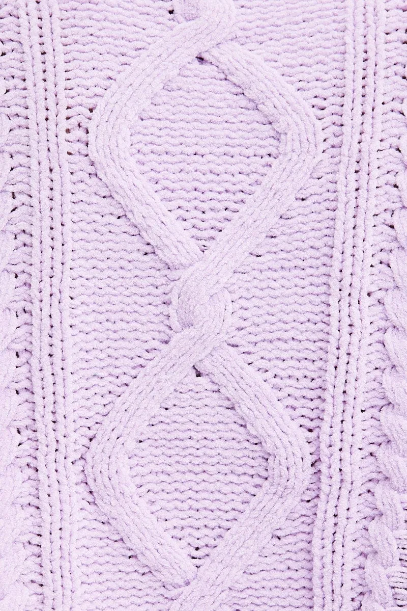 Purple Cable Knit Jumper Long Sleeve