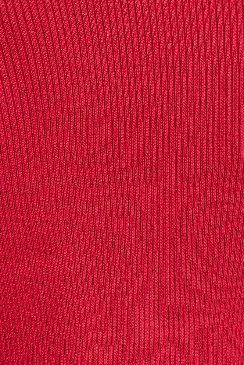 Red Knit Cardigan Long sleeve