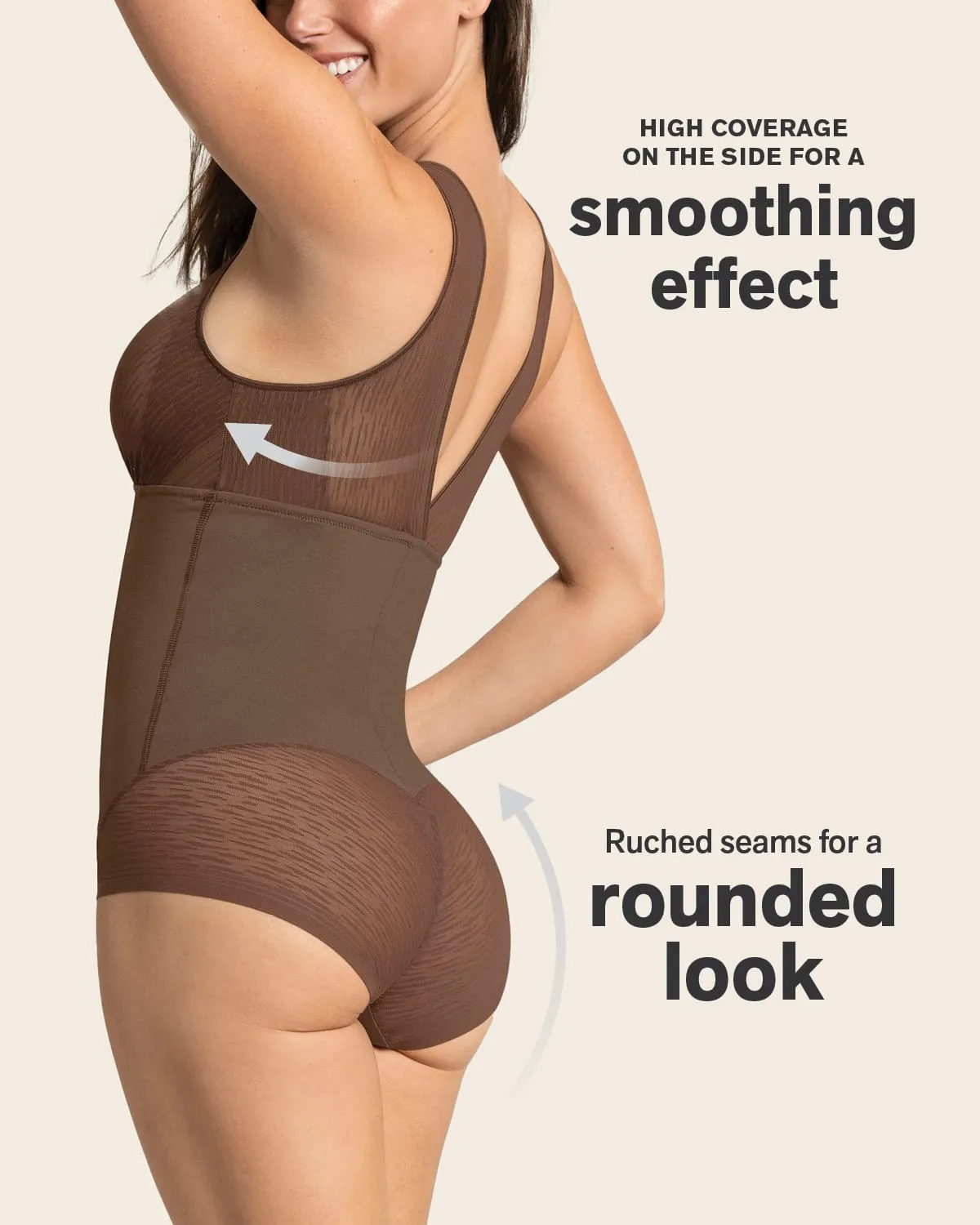 Sheer Stripe Detail Sculpting Bodysuit