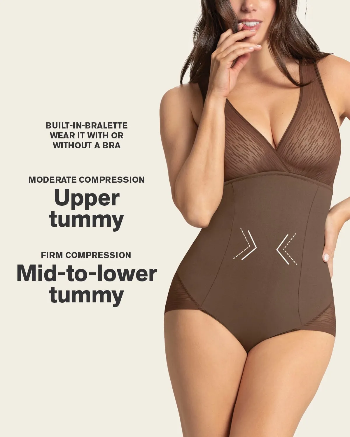 Sheer Stripe Detail Sculpting Bodysuit