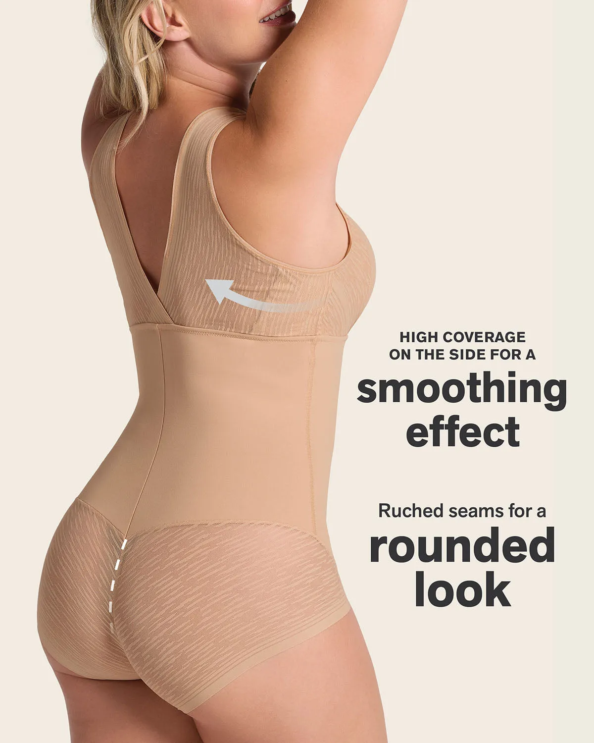 Sheer Stripe Detail Sculpting Bodysuit