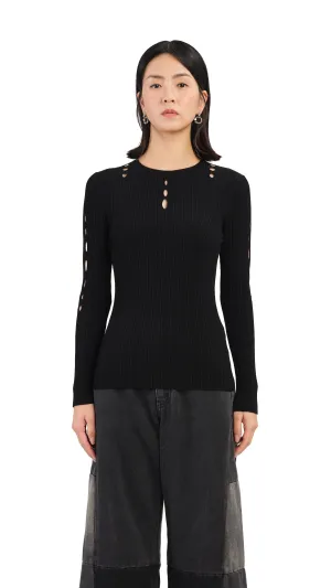 Slash Cut-Out Sweater