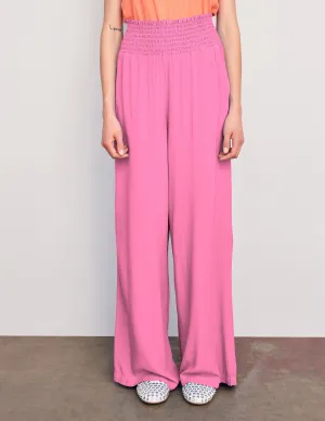Sundry Smock Waist Wide Leg Pant in Magenta