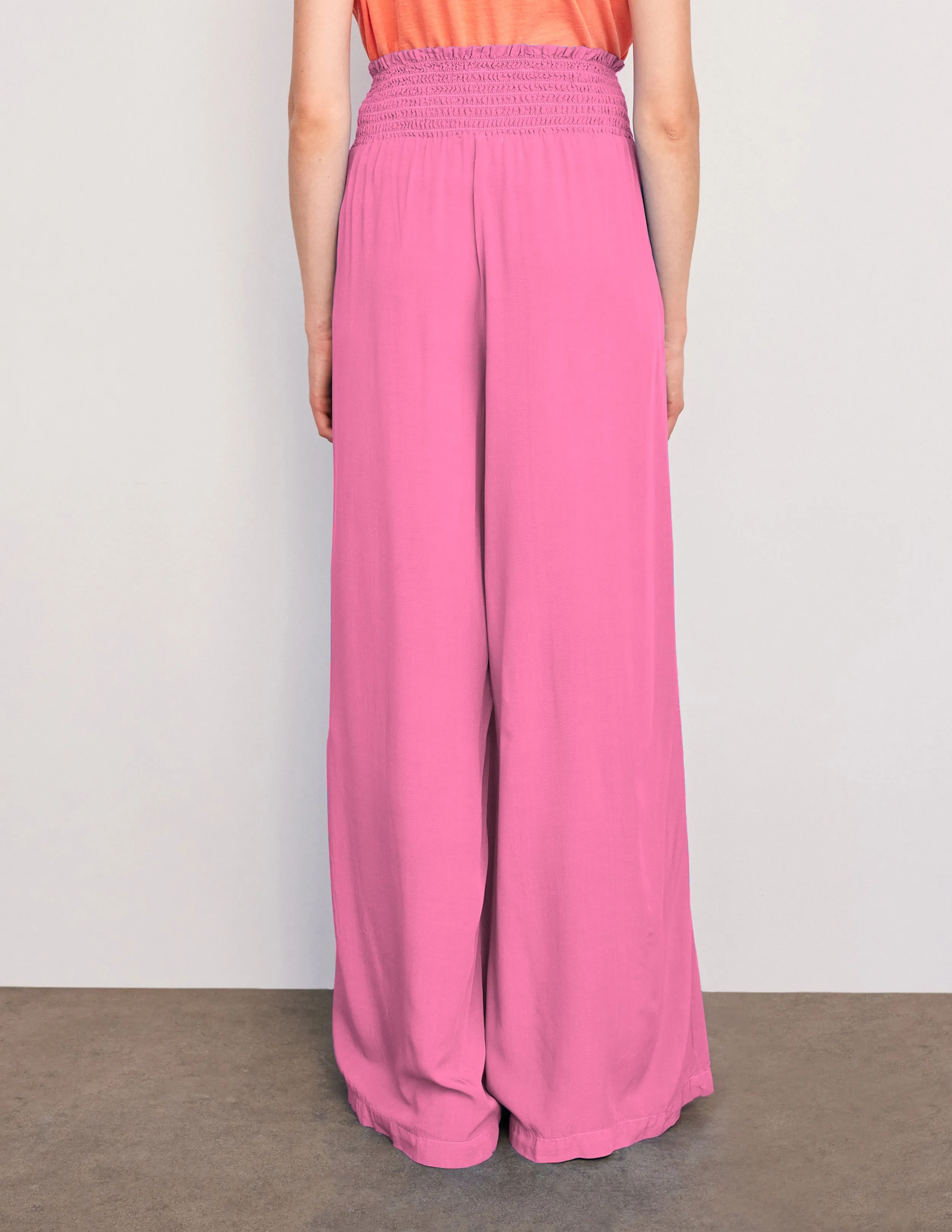 Sundry Smock Waist Wide Leg Pant in Magenta