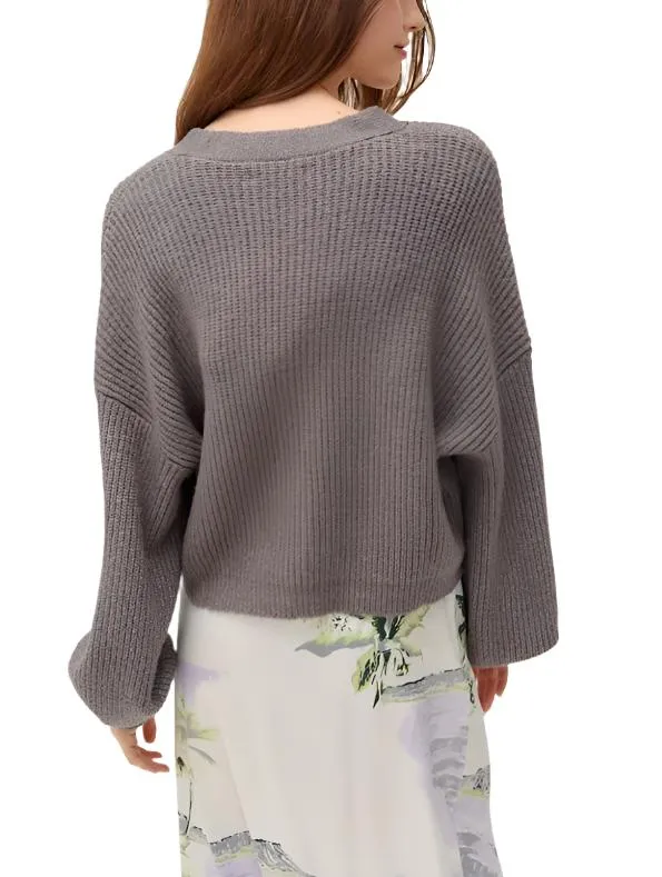 TMD Grey Piper Balloon Sleeve Cardigan