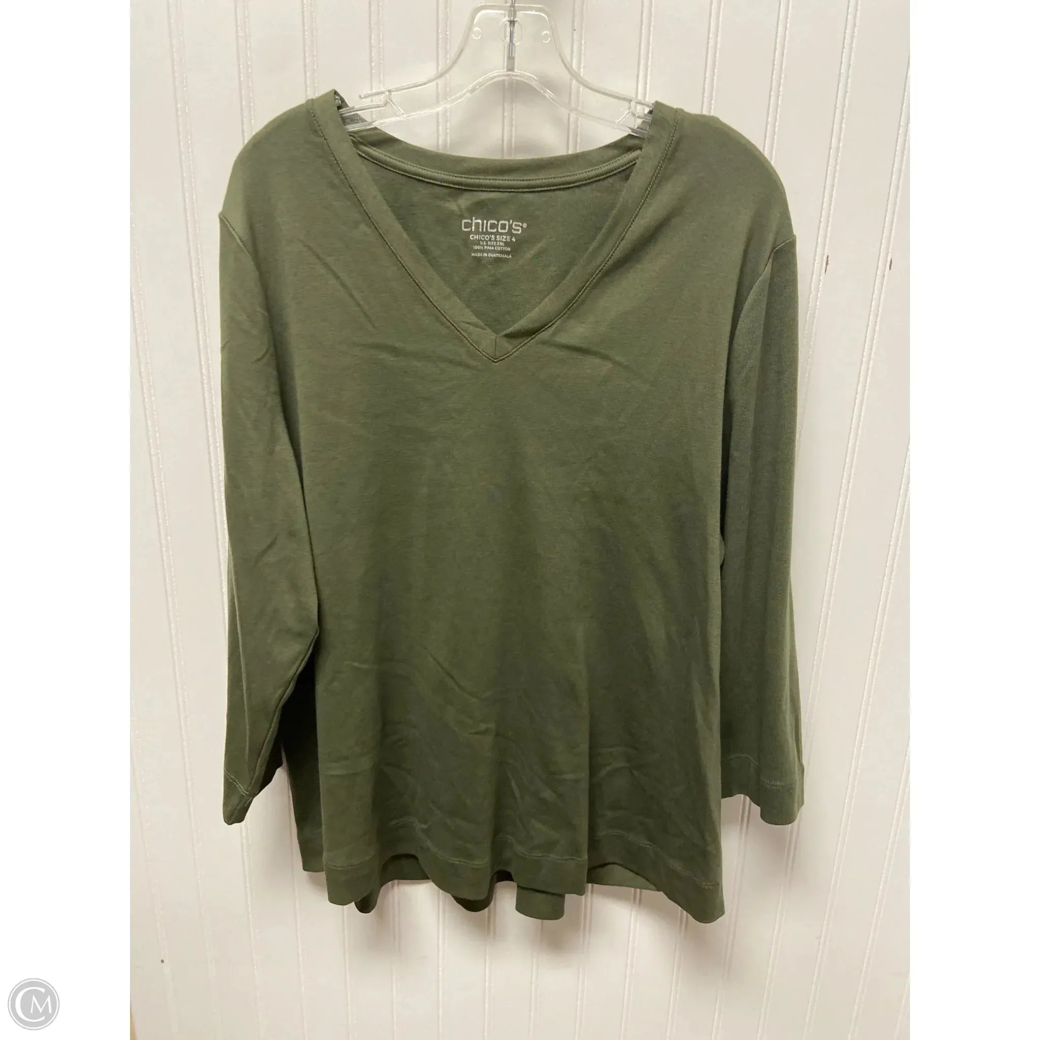 Top Long Sleeve Basic By Chicos In Green, Size: 1x