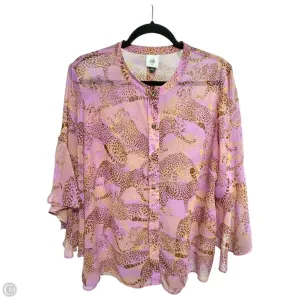 Top Long Sleeve By Cabi In Animal Print, Size: Xl