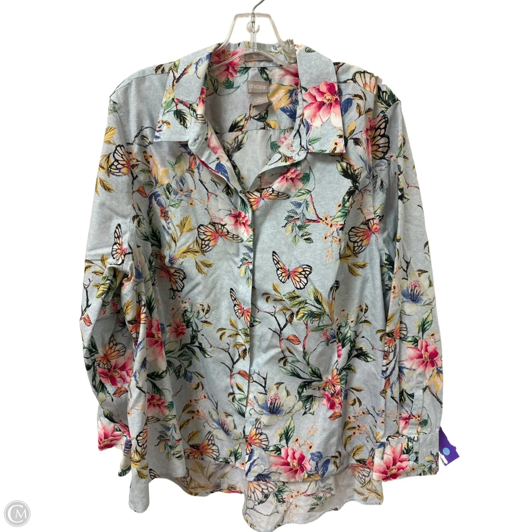 Top Long Sleeve By Chicos In Floral Print, Size: 2x