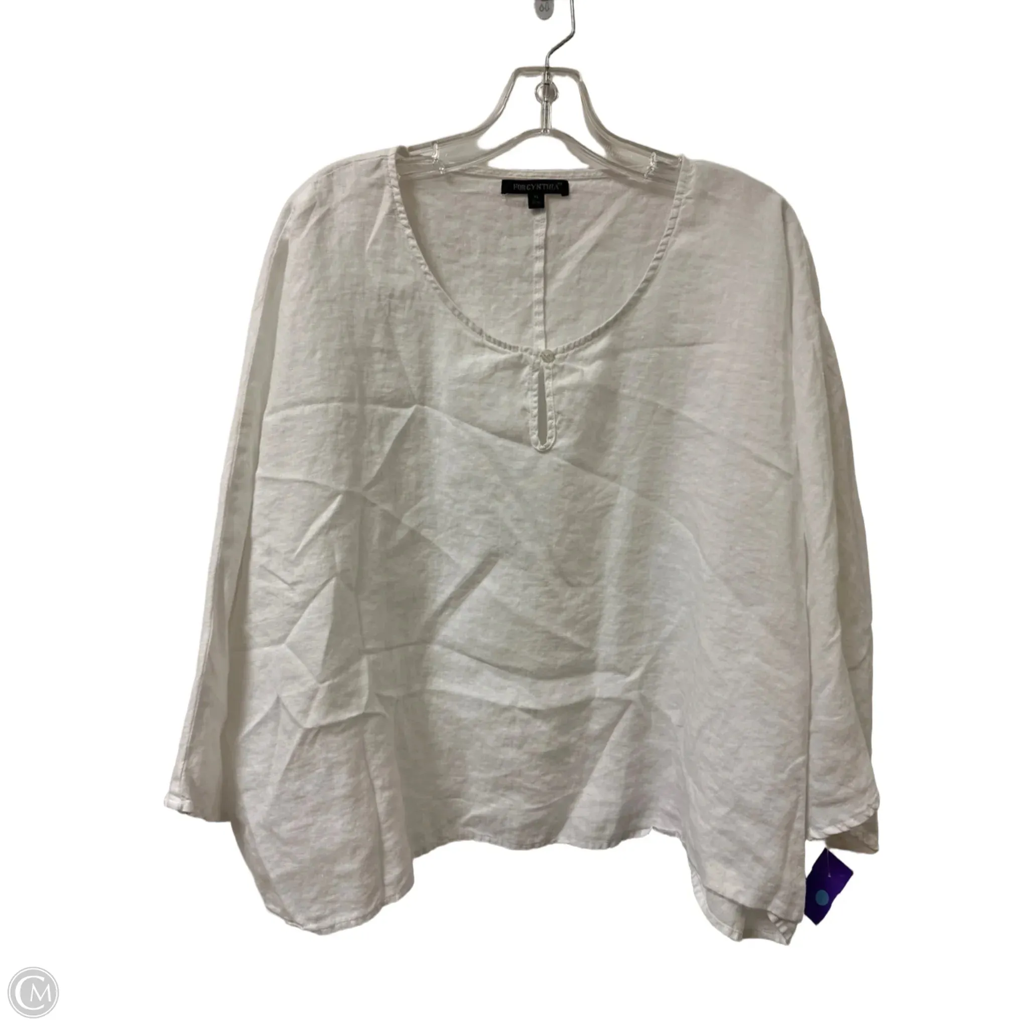 Top Long Sleeve By For Cynthia In White, Size: Xl