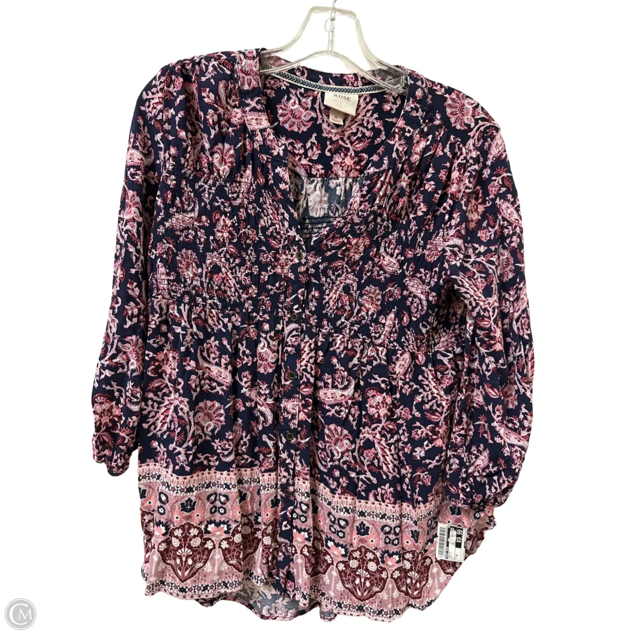 Top Long Sleeve By Knox Rose In Navy, Size: M