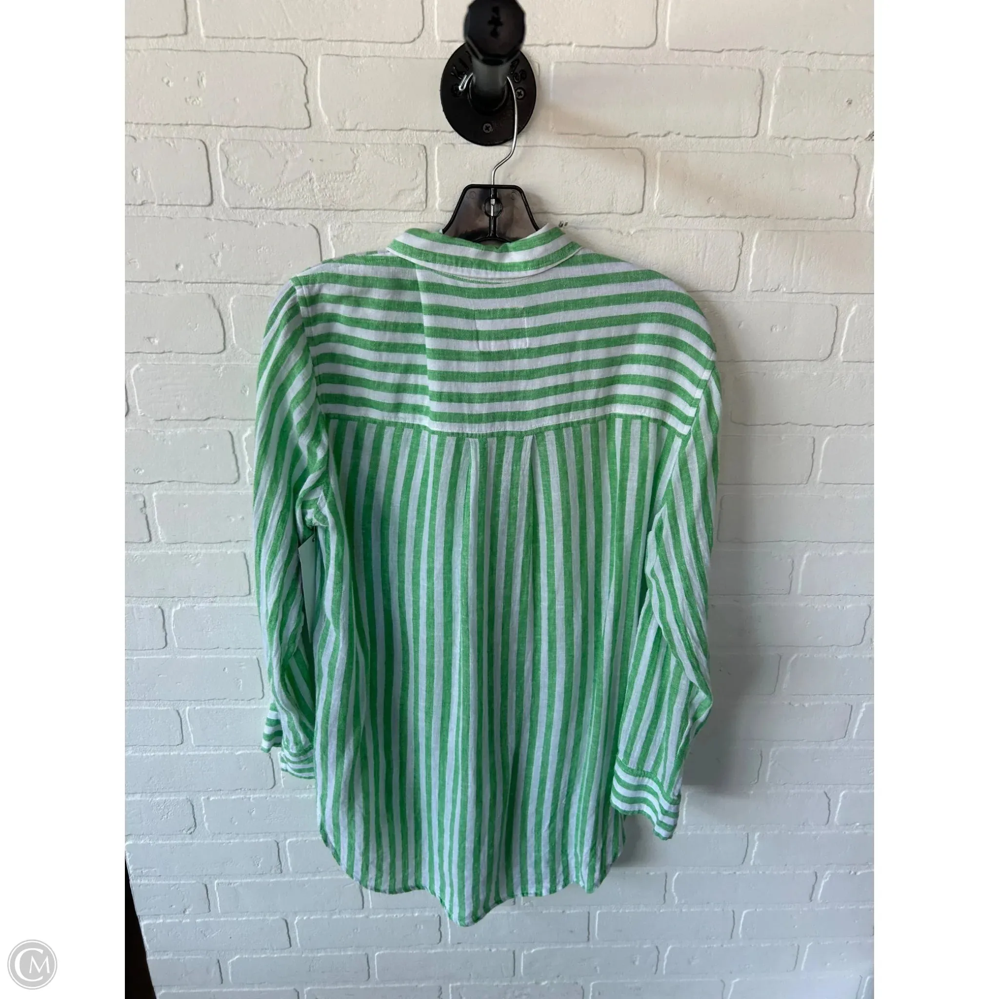 Top Long Sleeve By Rails In Green & White, Size: S