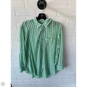Top Long Sleeve By Rails In Green & White, Size: S