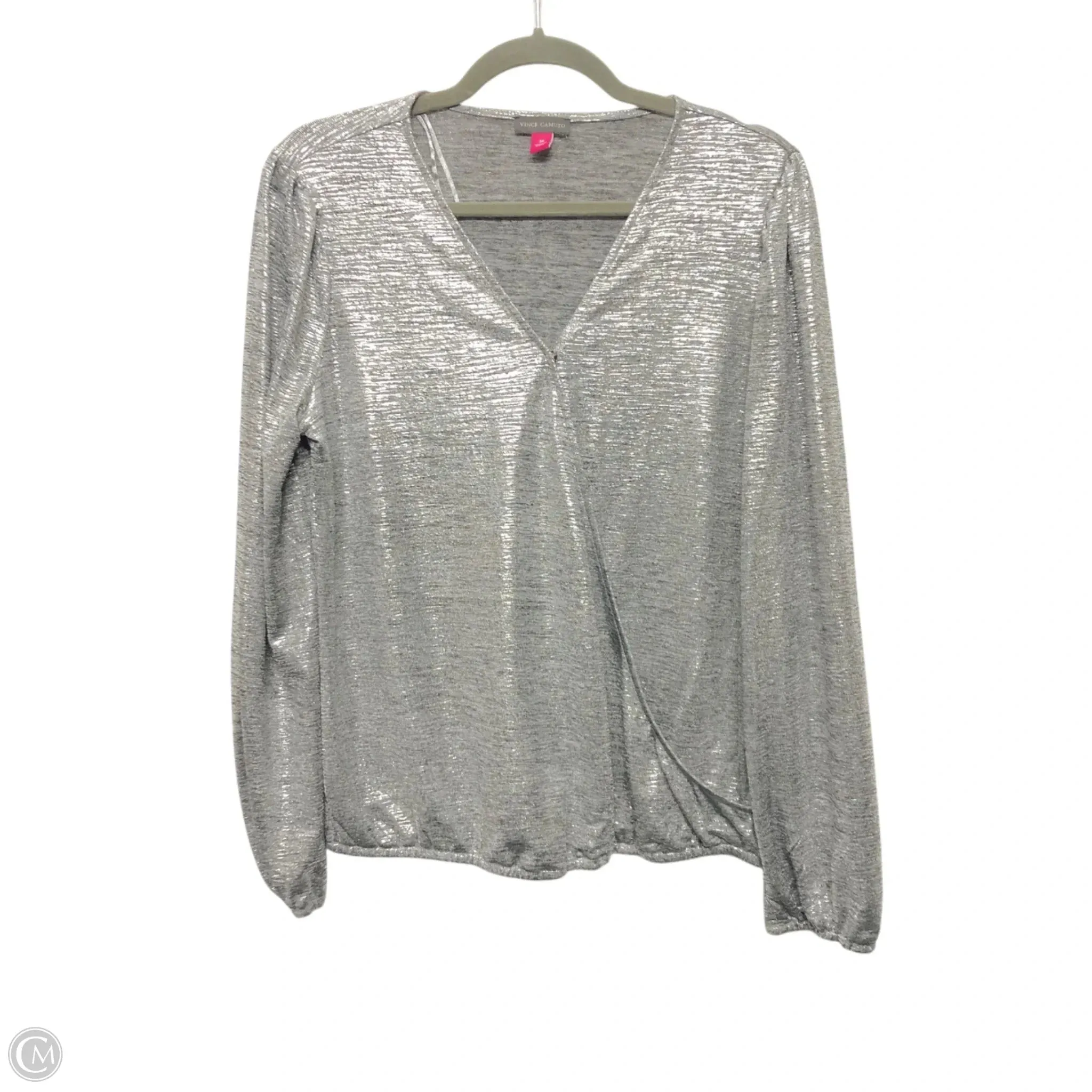 Top Long Sleeve By Vince Camuto In Silver, Size: M