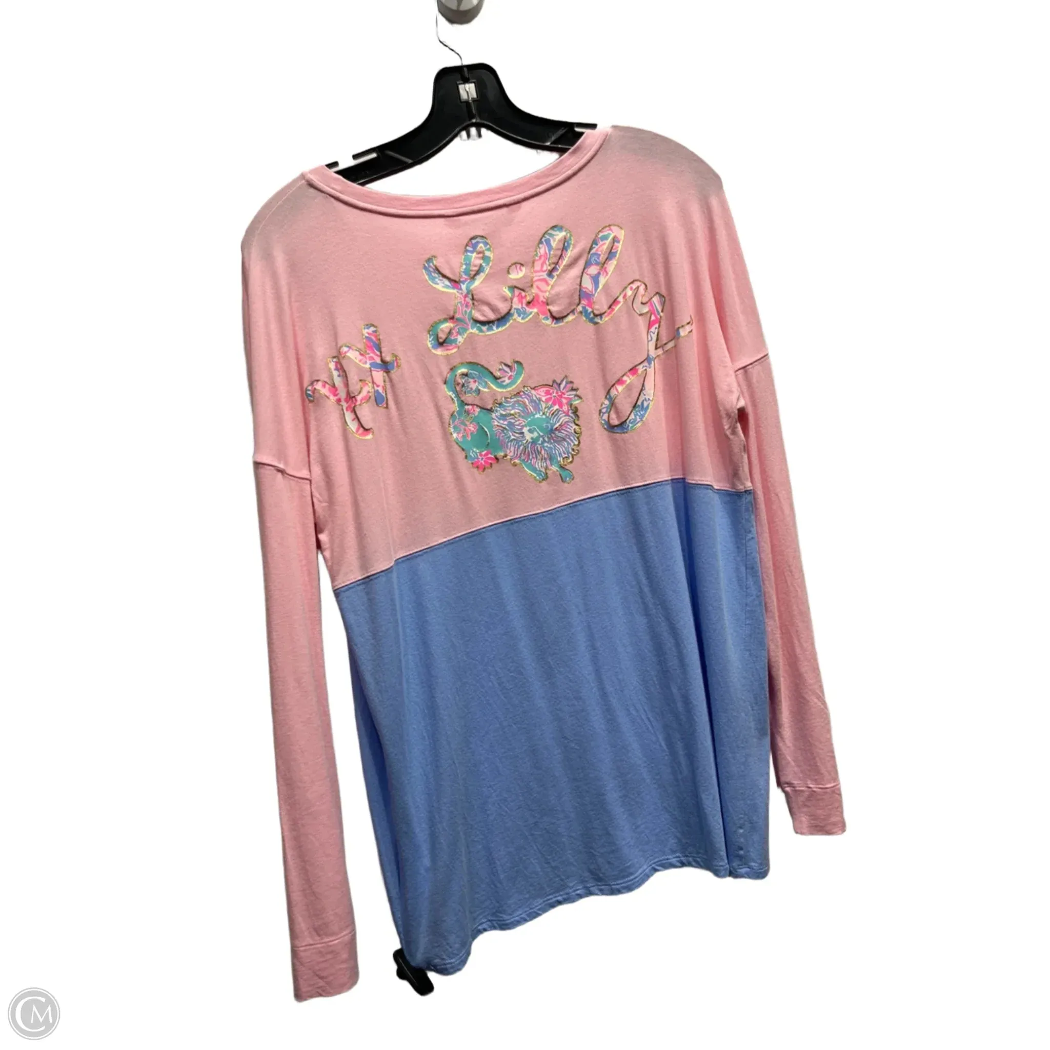 Top Long Sleeve Designer By Lilly Pulitzer In Blue & Pink, Size: S