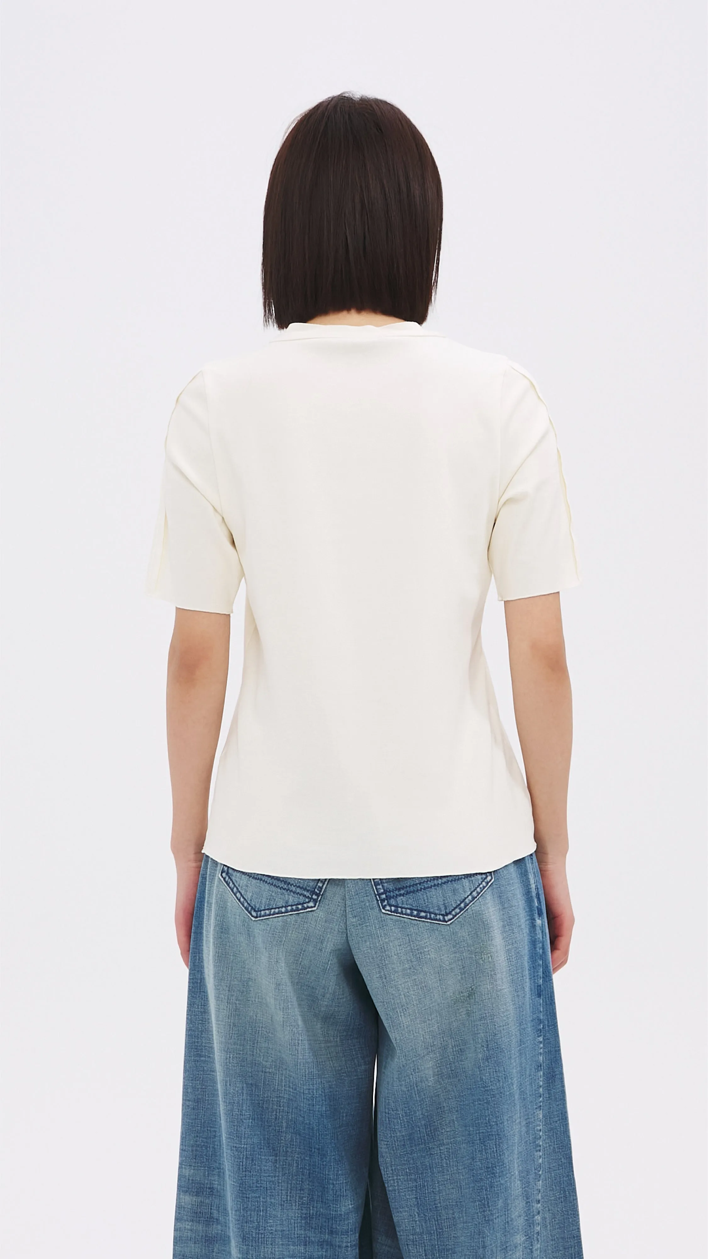 Tucks-trimmed T-Shirt