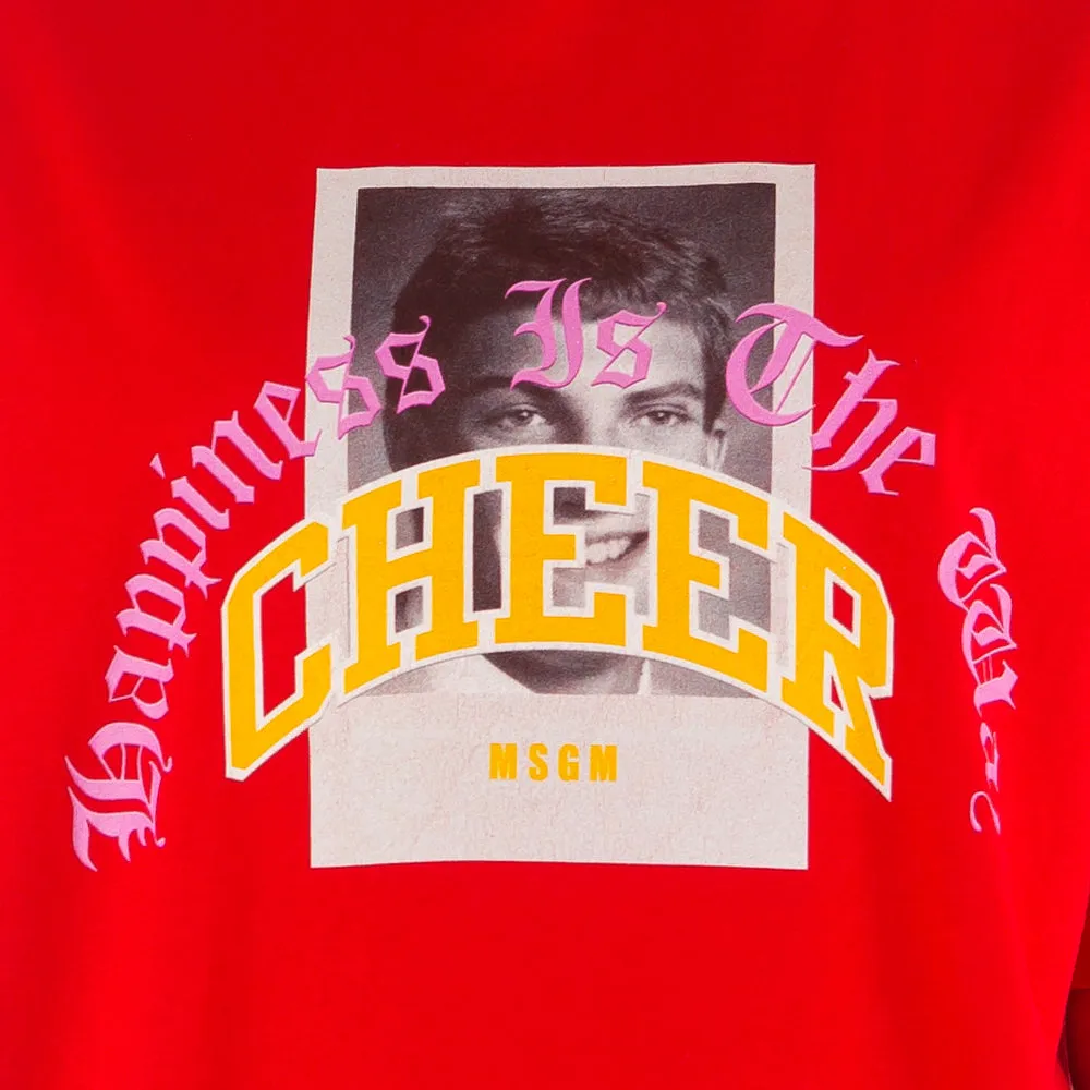 Unisex Msgm Yearbook Print T-shirt Red