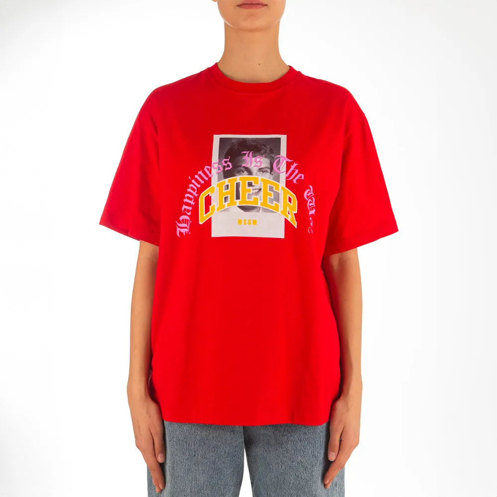 Unisex Msgm Yearbook Print T-shirt Red