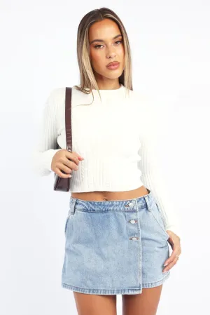 White Cable Knit Top Long Sleeve