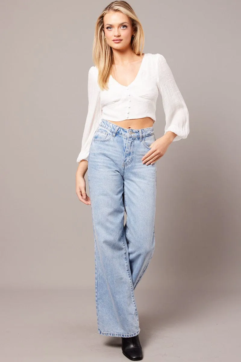 White Crop Top Long Sleeve