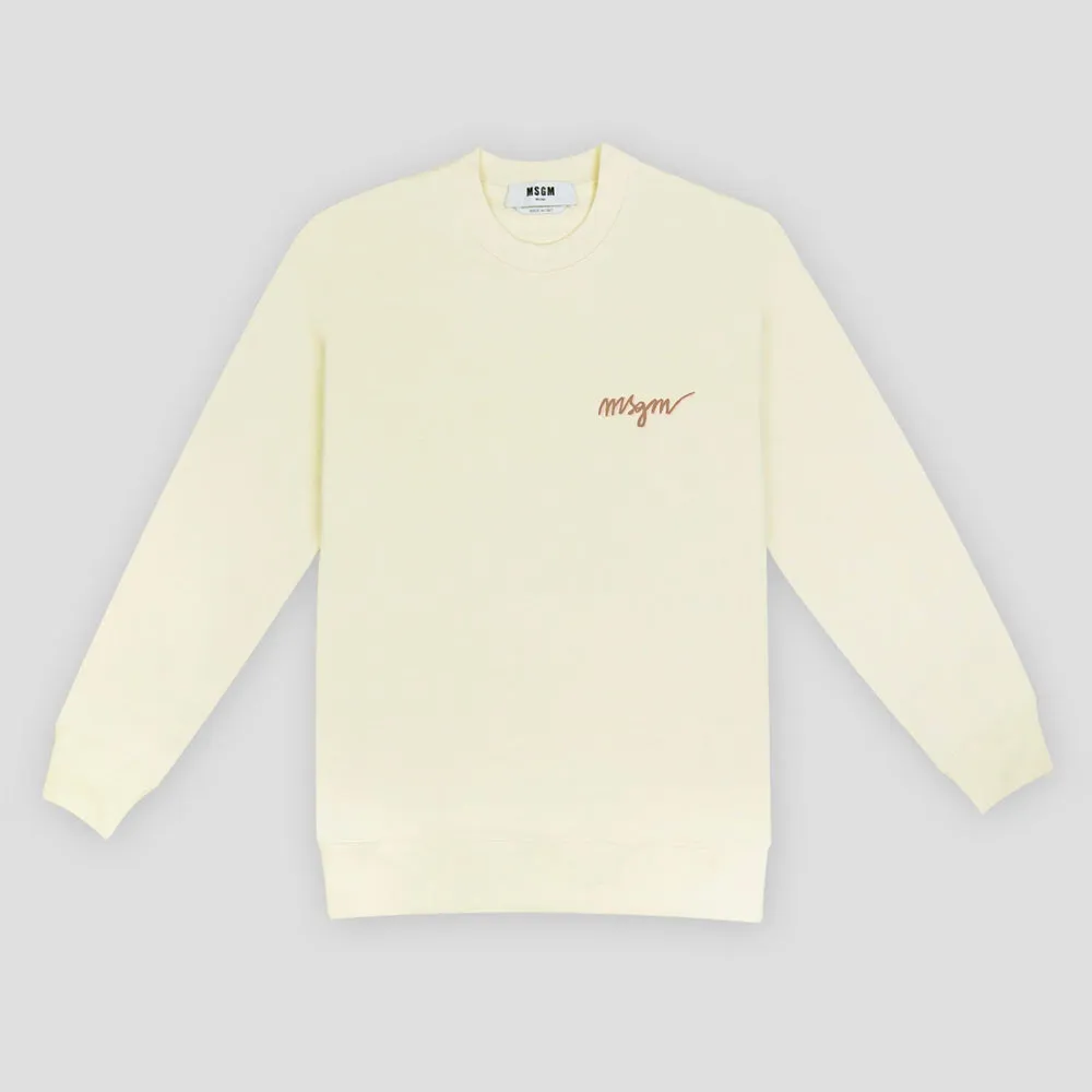 Women's Embroidery Cursive Logo Sweatshirt Optical White