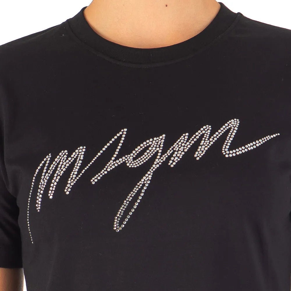 Women's Msgm Crystal Strass T-shirt Black