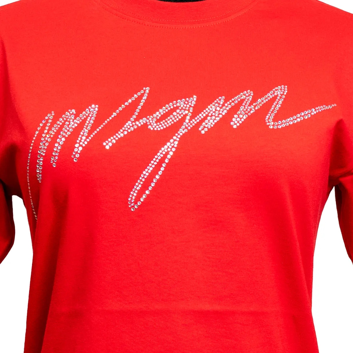 Women's Msgm Crystal Strass T-shirt Red