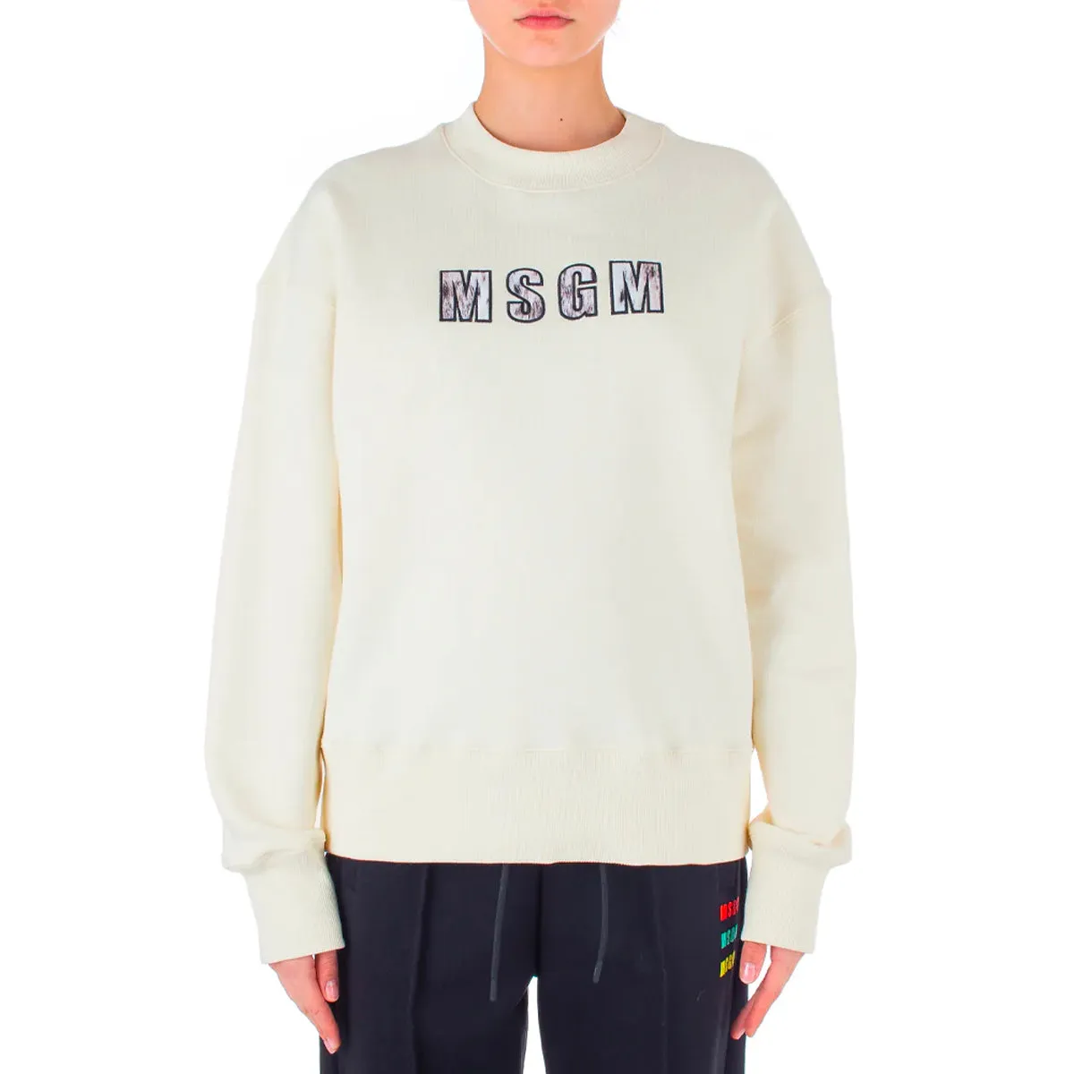 Women's Msgm Lynx Printed Sweatshirt Off White