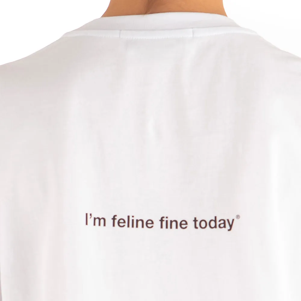 Women's Msgm "I'm Feline Fine Today" Print T-shirt White