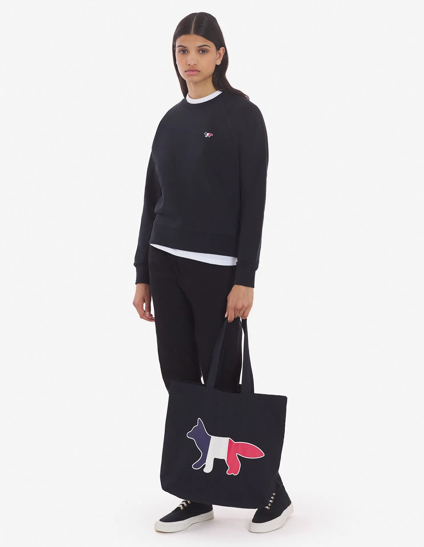 Women's Tricolor Fox Patch Adjusted Sweatshirt Black